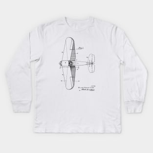 Airplane vintage patent drawing Kids Long Sleeve T-Shirt